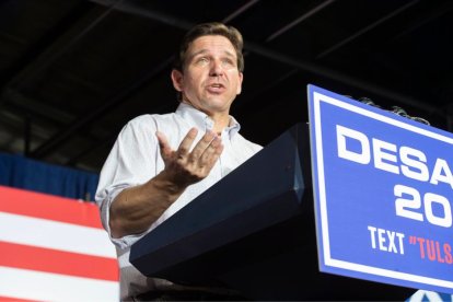 Ron DeSantis during a campaign rally for his presidential candidacy in Tulsa, Okla.