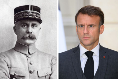 Marshal Philippe Pétain (left) and French President Emmanuel Macron (right).