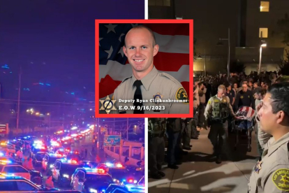 Captura de pantalla de la procesión por el ayudante de sheriff asesinado en el condado de Los Ángeles.