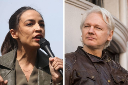 La congresista de extrema izquierda Alexandria Ocasio-Cortez y el fundador de WikiLeaks, Julian Assange.