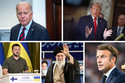 Collage de imágenes de líderes nacionales e internacionales que opinaron sobre la invasión de Hamás a Israel.