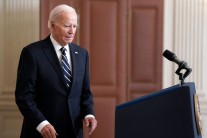 El presidente de los Estados Unidos, Joe Biden, antes de comparecer ante los medios para hablar sobre los atentados contra Israel.