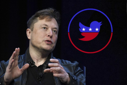 Imagen de Elon Musk con el logo de Twitter pintado con los colores del icónico elefante del Partido Republicano.