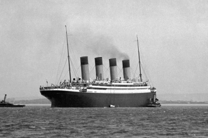 RMS Titanic's sister ship, RMS Olympic off Spithead after the Titanic sank.
