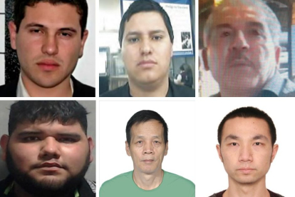 Rostros de varios de los fugitivos más buscados por la DEA.
