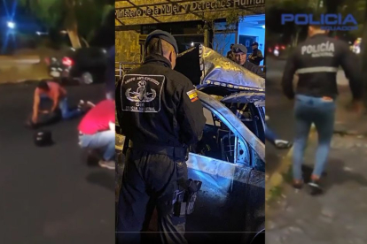 Captura de pantalla de video de la Policía de Ecuador respondiendo a un coche bomba en Quito, Ecuador.