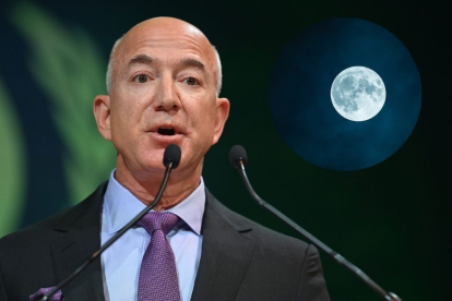 Jeff Bezos, dueño de Amazon y Blue Origin. Imagen de la Luna.
