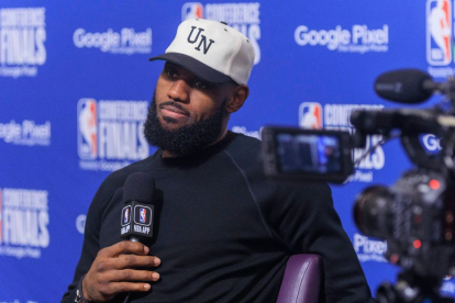 LeBron James (Los Ángeles Lakers), durante la rueda de prensa posterior al cuarto partido de la Final de la Conferencia Oeste 2023.