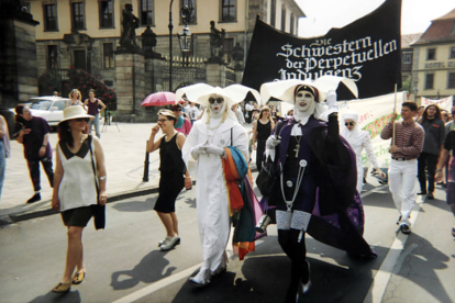 The Sisters of Perpetual Indulgence at a gay pride parade in Germany.