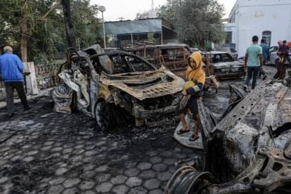 El parking del hospital Al Ahli, tras la explosión registrada el pasado día 18.