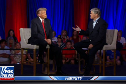 Donald Trump, durante su entrevista con Sean Hannity en Fox.