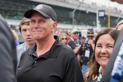 Former Vice President Mike and Karen Pence at the Indianapolis Motor Speedway.