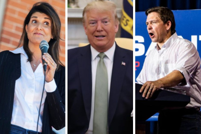 Nikki Haley, Donald Trump y Ron DeSantis.