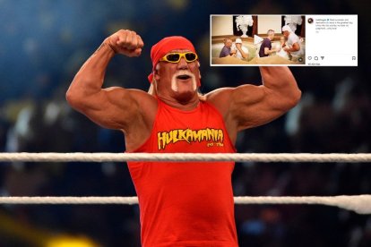 Fotomontaje con la leyenda de la WWE Hulk Hogan e imágenes de su bautizo