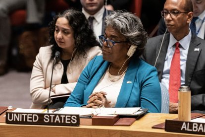 Imagen de archivo de la Representante Permanente y Embajadora de Estados Unidos, Linda Thomas-Greenfield, durante una reunión del Consejo de Seguridad de la ONU.