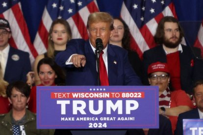 Donald Trump, durante un mitin en Wisconsin. 3 de abril de 2024.