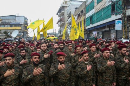 Miembros del grupo terrorista Hezbolá (Mahmoud Zayyat/AFP).