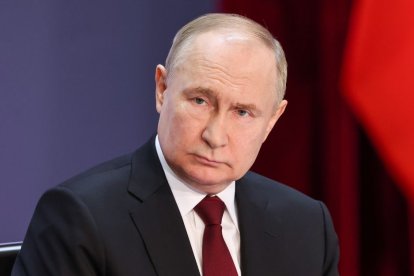 El presidente de Rusia, Vladímir Putin, asiste a la reunión anual ampliada de la Junta del Ministerio del Interior de Rusia para resumir los resultados del trabajo de las autoridades de asuntos internos en 2023.