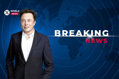 Montaje realizado por Voz Media de Elon Musk como presentador del nuevo canal informativo de X.