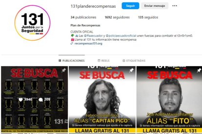 Los más buscados en Ecuador | Captura de pantalla Instagram Plan Recompensa