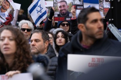 Imagen de archivo de una manifestación para pedir al liberacion de los rehenes israelíes secuestrados por Hamás en Nueva York .