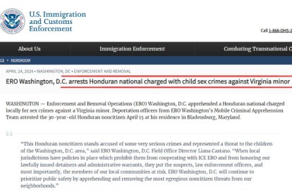 ICE arresta a un inmigrante ilegal con cinco cargos graves por delitos sexuales contra menores que había sido liberado dos veces de la cárcel