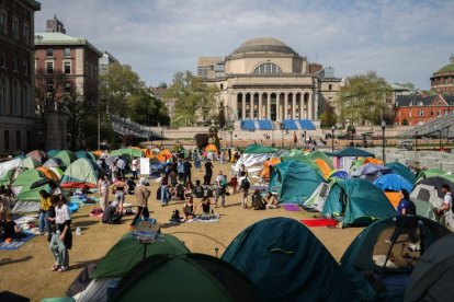 Campamento pro palestino en la Universidad de Columbia