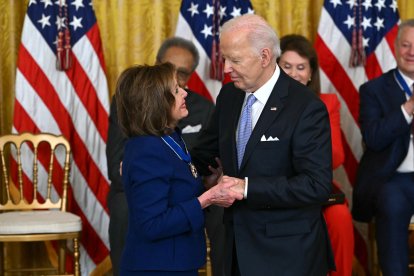 Nancy Pelosi y Joe Biden en la Casa Blanca