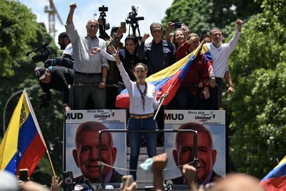 María Corina Machado lidera manifestación en Caracas