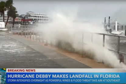 Captura de pantalla de la tormenta 'Debby' a su paso por Florida el 5 de agosto de 2024.