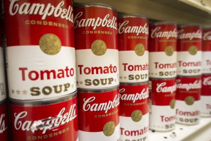 Cans of Campbell's Tomato Soup are seen in a supermarket in New York on Thursday, November 21, 2013. The Campbell Soup Co. announced it would reorganize its business into product divisions as opposed to brands or geographically. Soup sales are decreasing and the company is branching into other products.