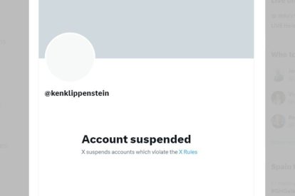 Captura de pantalla de la cuenta suspendida de Klippenstein