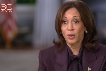 Elecciones Presidenciales 2024 | Captura de pantalla de Kamala Harris durante su entrevista en 60 minutos.