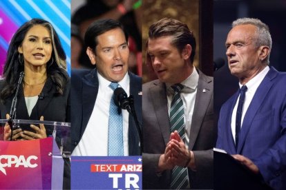 Composición de Tulsi Gabbard, Marco Rubio, Pete Hegseth y Robert F. Kennedy Jr.