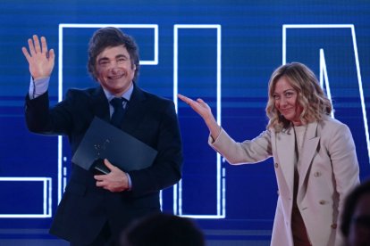 Javier Milei y Giorgia Meloni en un encuentro reciente en Italia