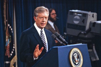 Feb. 13, 1980 - Washington, District of Columbia, United States of America - United States President Jimmy Carter holds a press conference at the White House in Washington, DC on April 30, 1980..Credit: Arnie Sachs / CNP (Credit Image: © Arnie Sachs/CNP via ZUMA Wire)