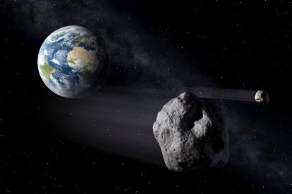 Recreación de un asteroide acerándose a La Tierra