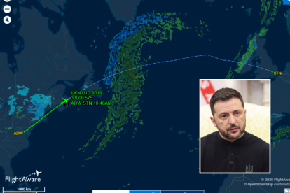 El vuelo del presidente Zelenski en camino a Londres
