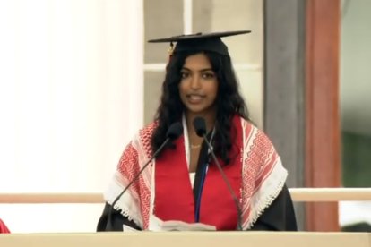 Megha Vemuri delivers an anti-Israel speech at the Massachusetts Institute of Technology