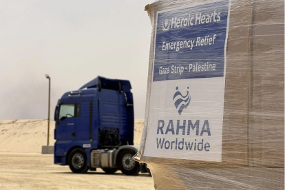 Aid delivered in the Gaza Strip, May 2025. Credit: Courtesy of Gaza Humanitarian Foundation