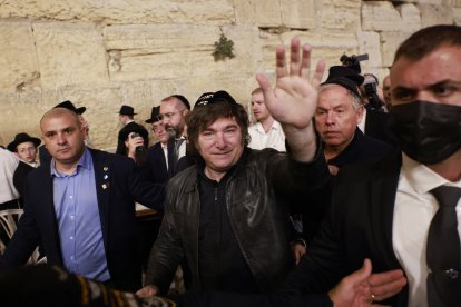 Argentina's President Javier Milei visits the Western Wall in the old city of Jerusalem