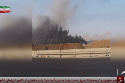 Captura de pantalla de la tv iraní con el ataque de Israel a Natanz.