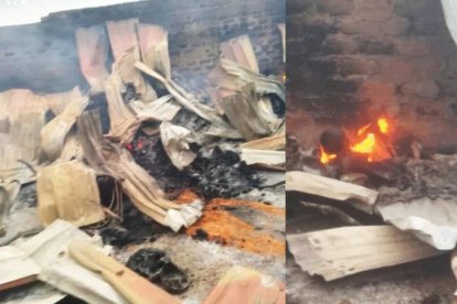 Incendios provocados por los atacantes que masacraron a 200 cristianos