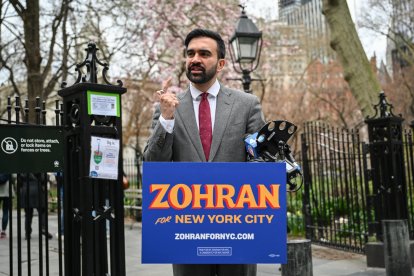 New York City mayoral candidate and Democratic State Representative Zohran Mamdani campaigns in New York City on April 16, 2025. Voters will head to the polls on June 24, 2025, to vote in the Democratic primary in the New York City mayoral election. (Photo by ANGELA WEISS / AFP)