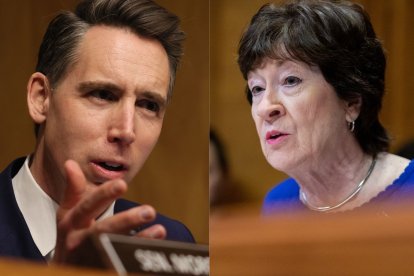 Los senadores Collins y Hawley / Amanda Andrade-Rhoades, Jamal Countess