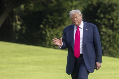 Donald Trump, en los jardines de la Casa Blanca