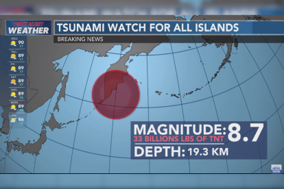 Las autoridades emitieron una alerta de tsunami para Hawái