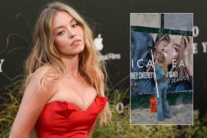 Diseño donde se incluye a la actriz Sydney Sweeney y su campaña de Jeans