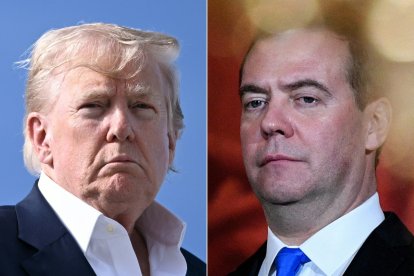Donald Trump y el exmandatario ruso Dmitry Medvedev en una imagen de archivo