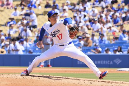 Shohei Ohtani, durante un juego con los Dodgers de Los Angeles